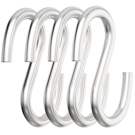 304 Stainless Steel 3 Inch S Hooks Heavy Duty Hanging Hook S Shaped Utility Hook for Hanging and Utility Use, Loads up to 550 lbs, 4 Pcs