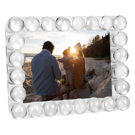 SAAEH SWWH Clear Bubble Crystal Picture Frames 5x7 with 24 Clear Balls,Exquisite Crystal Photo Frame Tabletop Display for Horizontal 5 x 7 Photos