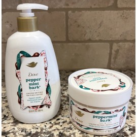 Dove New Set Dove Limited Edition Peppermint Bark Body Scrub 10.5 Oz Hand Wash 12 Oz