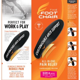 FootChair Orthotics with Pads for Adjustable Arch Height. Relieve Plantar Fasciitis and Other Foot Pain (Women’s 9-10.5 / Men’s 7-8.5)