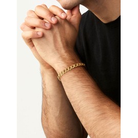 Gold Bracelets for Man, Hip Hop Cuban Chain Bracelets for Rappers Singers, 8mm Links Bracelet 21cm