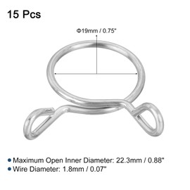 uxcell 15 Pcs Fuel Line Hose Tubing Spring Clips, 19mm Inner Dia 304 Stainless Steel Water Pipe Spring Clip Clamps for Motorcycle Scooter ATV
