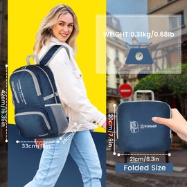 ZOMAKE Mochila de Viaje Liviana 35L, Mochila Plegable de Mochila Plegable y Resistente al Agua para Mujeres Hombres Azul marino