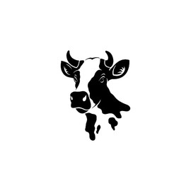 Aurabeam Vinyl Wall Art Decal - Cow Head - 22" X 17" - Trendy Cute Farm Animal Design for Home Office Living Room Kitchen Dining Room Restaurant Country Style Shape Store Decor
