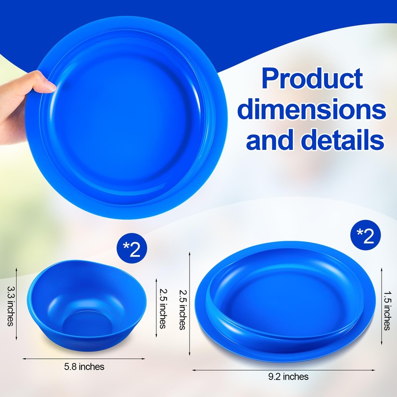 4 Pcs Adaptive Spill Proof Scoop Plates and Bowls with