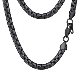 PROSTEEL Black Layered Necklace Round Link Chain Men Jewelry Minimalist Chain Gothic Statement Long Necklace