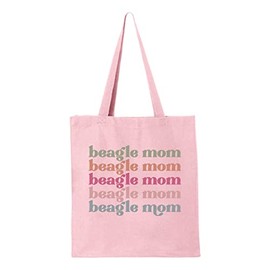 TeesAndTankYou Beagle Mom Tote Bag Canvas Tote Bag Reusable Grocery Bag for Shopping and Travel (Pink)