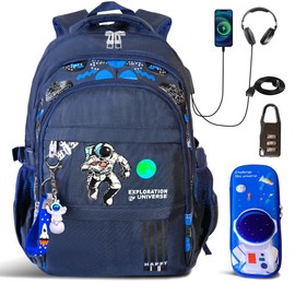 Astronauts Backpack. Luminous Backpack.Anti Theft travel backpack Laptop Backpack Large Capacity Adjustable Shoulder Strap Backpack USB Anime Backpack.Headphone Port Backpack Combination Lock Blue
