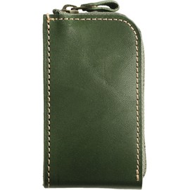 Jamale Tochigi Leather, Cowhide Leather, L-Shaped Zipper, Key Case, Made in Japan, green