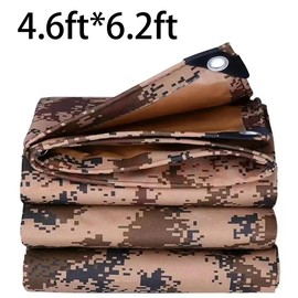 Waterproof Tarp CamouflageThickening Multi-Size Sun Shade Sail Customized Tarpaulin Sunrays Block Awning for Patio Canopy Rain Cover Canvas Sunshade Camp Outdoor Gardens Canopy (4.6ft*6.2ft)