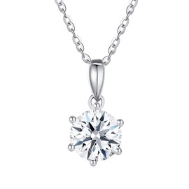 biuanni Moissanite Solitaire Tennis Pendant Necklaces for Women Sterling Silver with 18K White Gold Plated D Color VVS1 Clarity Mossanite Jewelry for Women