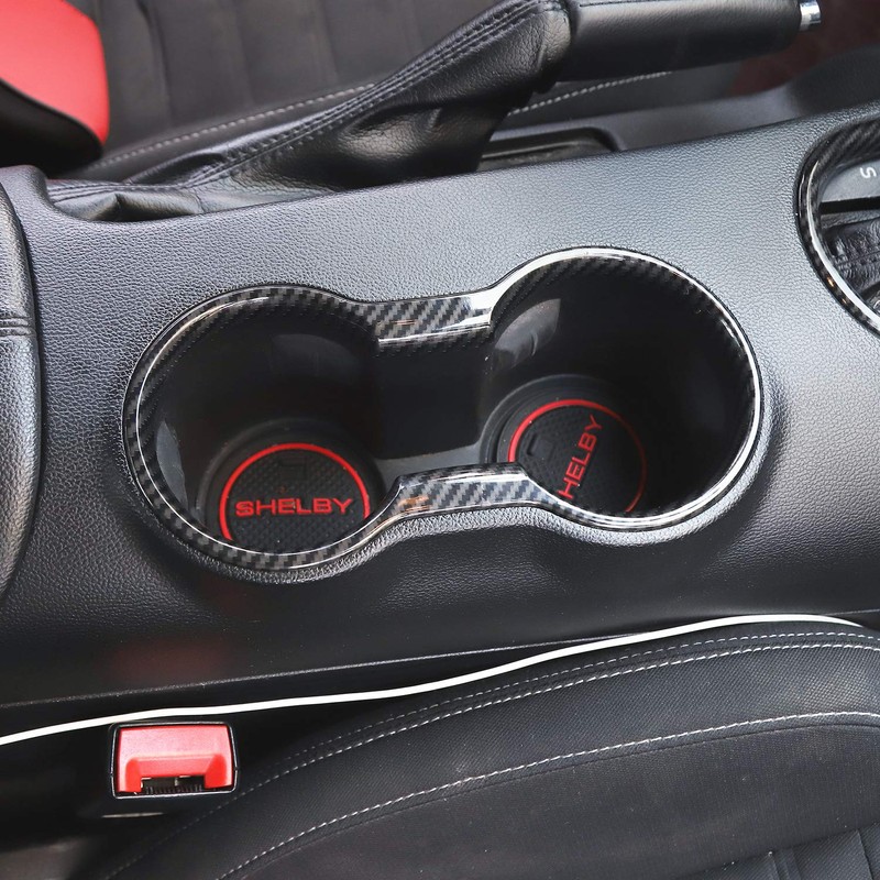 JeCar for Mustang Carbon Fiber Interior Cup Holder Cover Trim