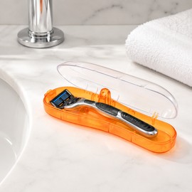 Portable Razor Storage Case for Travel – Ventilated Plastic Shaver Box for Compatible Manual Razors, Bathroom & Trips