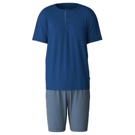 CALIDA Relax Choice Men's Short Pyjamas 100% Swiss+Cotton Easy Care, Pottery Blue