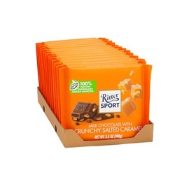 Ritter Sport Milk Chocolate with Crunchy Salted Caramel, 3.5 oz Bars, 12 Count