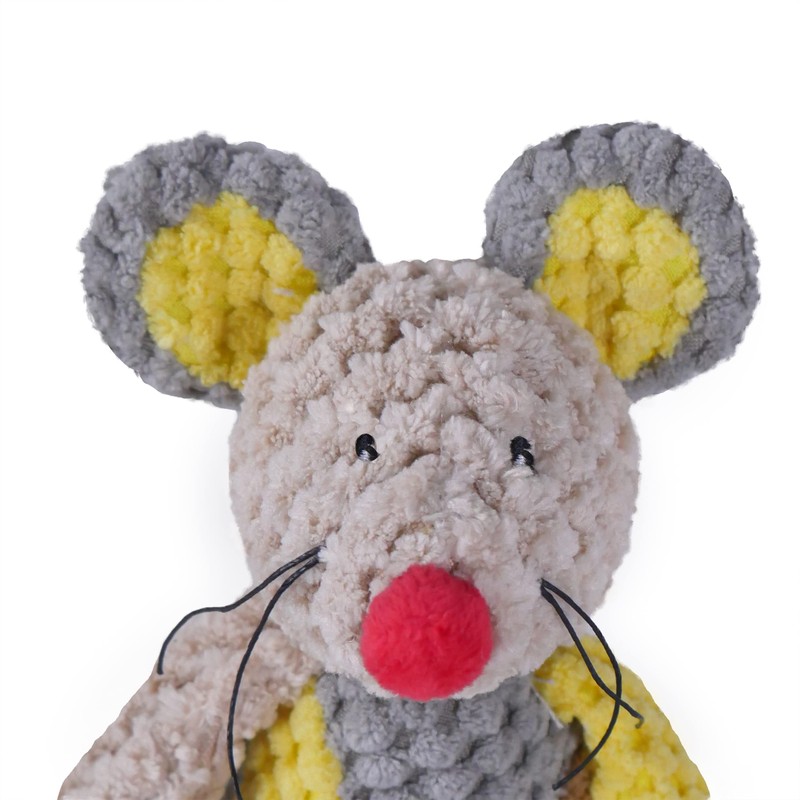 Rosewood Molly Mouse Dog Toy, grey, yellow, All Breed Sizes