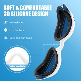 VegoVia Adult Swim Goggles for Men Women Swimming Goggles Pool Anti Fog UV Protection Youth White Water Swim Glasses Goggle Waterproof with Goggles Case