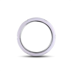 Santuzza Stackable Enamel Ring 925 Sterling Silver Stacking Cubic Zirconia Eternity Colorful Rainbow Band Rings (Small, White, 7)