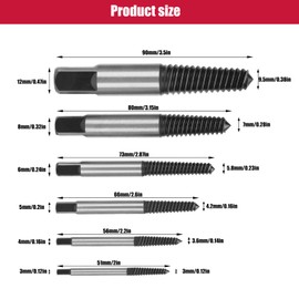 Noosverl 6 Piece Screw Extractor Set Professional Extractor Set Left Hand Turner Remover Screw Remover for Removing Damaged, Rusty or Worn Screws