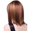 AUBWIG Mixed Brown Bob Wig with Fringe, 15 Inches, Natural