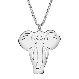 HUAGEO Stainless Steel Cute African Elephant Necklace Jungle Wild Animals Jewellery Pendant Chain Gifts For Women Charms Accessories (Silver-plated)
