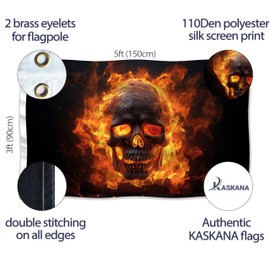 Pirate Flag 90 x 150 cm with Eyelets - Large Pirate Flag Children - Vibrant Digital Print - Pirate Flag in Flames - Jolly Roger Flag - Double Stitching