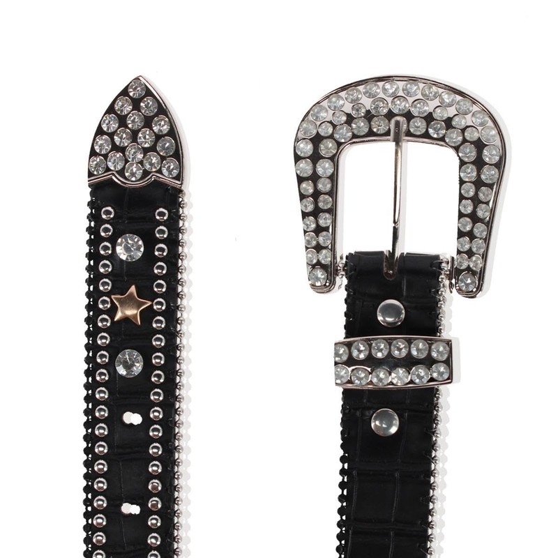 CTM Girl's Studded Star Western Style Belt, Small, Black