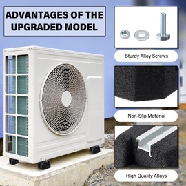 4 Pack Floor Mounting Base Kit for Mini Split Air Conditioner Condensers Heat Pump System, Mini Split Rubber Feet, Heavy-Duty Rubber Anti-Vibration Isolator Mounting Bracket Support Up to 2000 LB