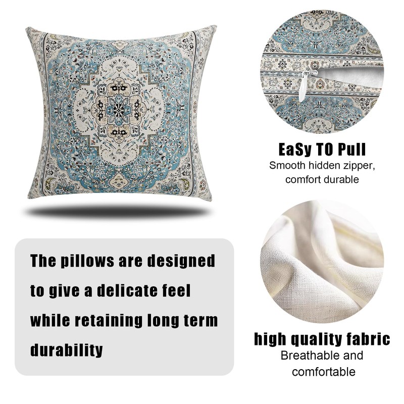 ZSYTZL Boho Throw Pillow Covers 20x20 inch Set of 2,Linen