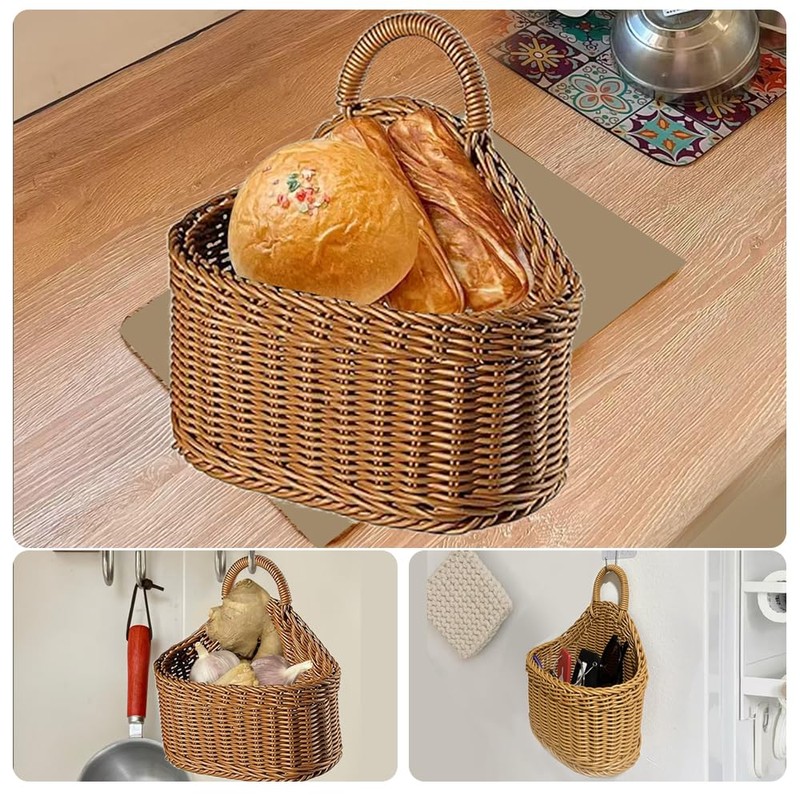 Japanese Rattan Style Storage Baskets, 2-Pack (Small & Large) Kitchen