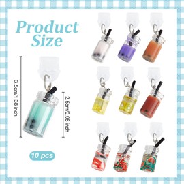 OLYCRAFT 10Pcs Milk Tea Cup Type-C Dust Plug Charm 1.4 Inch Phone Anti-Dust Plugs with Glass Bottle Resin Drink Pendants Mobile Dustproof Plugs Port Caps Protector for Most Type-C Cell Phone Earphone
