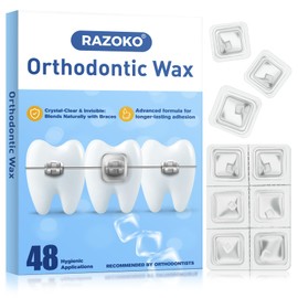RAZOKO Orthodontic Wax for Braces Wax Dots Gentle Comfort, Clear Invisible Fit, All Day Protection 48 Individual Hygienic Packaging Dental Wax