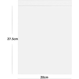 100 Medium 8 x 11" / 200 x 275mm Clear Plastic Polythene Resealable Grip seal Bags With Write On Panels - Grip Press Seal Lock Packing Packaging Storage Pouches White Labelling Strips