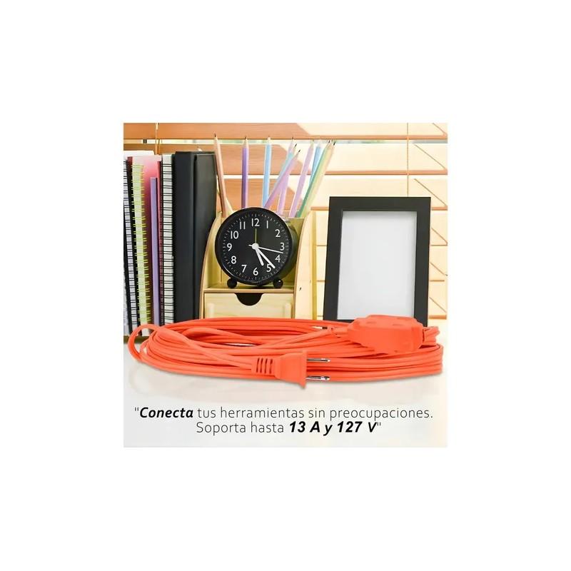 Multicontacto de 3 tomas Kitul extensión 5mcolor naranja largo del