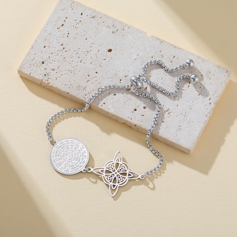 TEAMER Adjustable Tetragrammaton Witch Knot Bracelet Stainless Steel Double Amulet