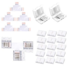 NBBUFF 5Packs T Shape 4-Pin 8mm LED Strip Connectors with 15Pcs Clips, Unwired Solderless LED Light Connectors, Led Connectors for Strip Lights, Led Light Strip Connectors for Extension