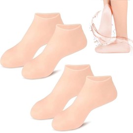 2 Parejas Calcetines de Silicona Hidratante para Mujer - Calcetines Hidratantes para Pies - Mascarillas para Pies - Calcetines Humectantes Exfoliantes Anti-Agrietamiento - para Pies Agrietados (34-37)