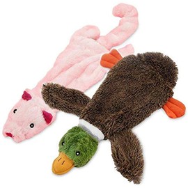Best Pet Supplies 2-in-1 Fun Skin Stuffless Dog Squeaky Toy Wild Duck & Pig, Large, PT43T-45-S
