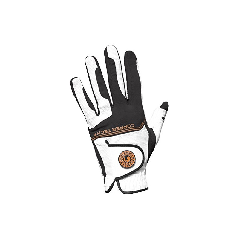 Copper Tech Gloves Men's Copper Tech Golf Glove, White/Black, One