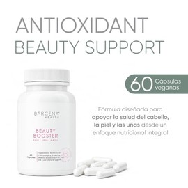 BĀRCENA HEALTH® Beauty Booster | Omega 3 Vegano + Vitamina E Nanoencapsulada + Biotina + Vitamina C + Zinc | Cápsulas Veganas para Cabello, Piel y Uña