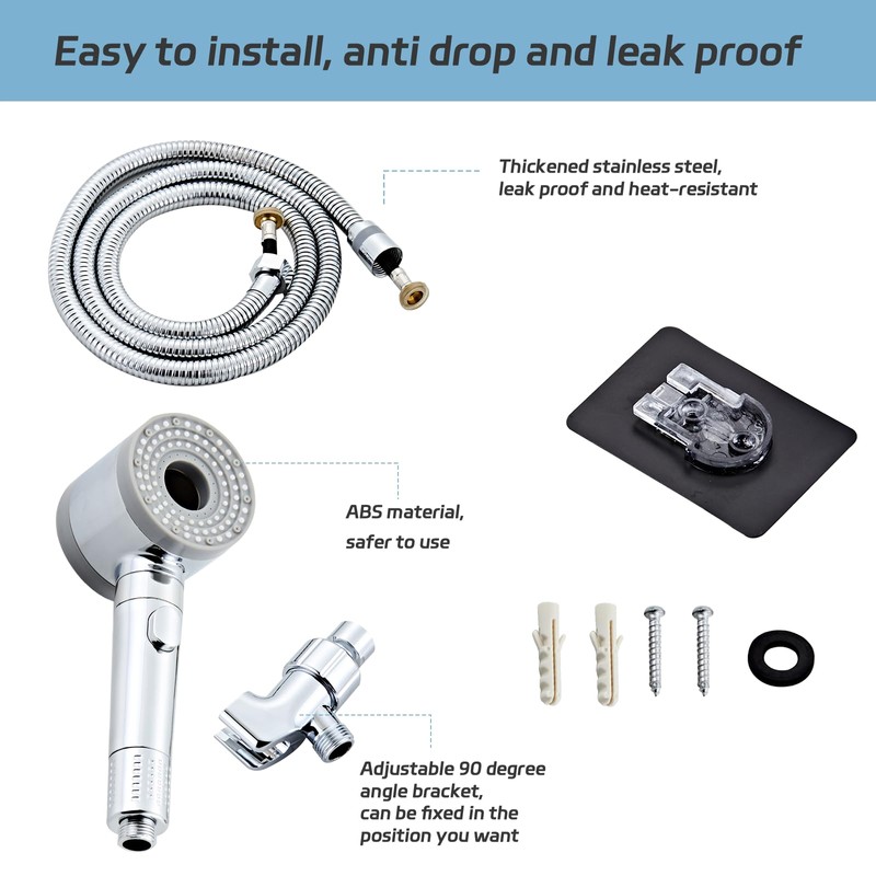 10-Function High Pressure Handheld Shower Head with Filter Built-in Pause