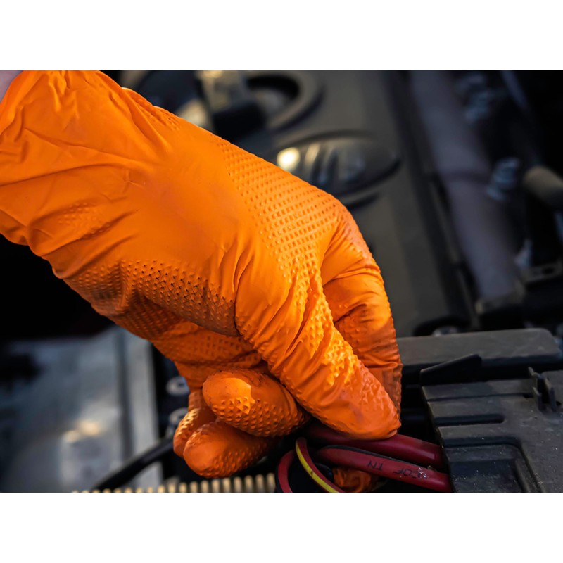 Heavy Duty Super Strong Orange Grip Nitrile Gloves PF 8