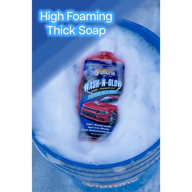 Gliptone Car Wash Soap, Wash-N-Glow pH-Neutral, Non-Spotting Premium Thick Concentrated