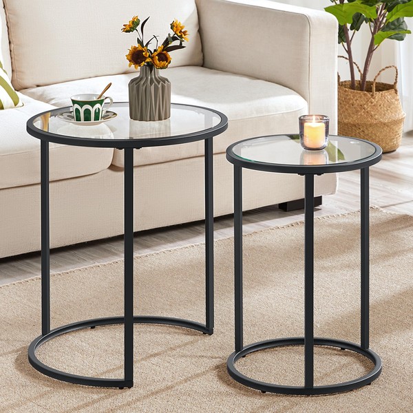 Yaheetech Round Nesting End Table Set of 2,Stacking Side Tables,Coffee