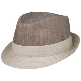 LIERYS Twotone Trilby Fabric Hat - Elegant Sun Hat - Cotton Linen Mix - Women Men - Spring Summer, beige