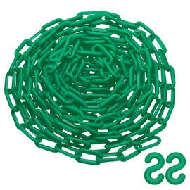 PATIKIL 25 Feet Plastic Chain Link, Safety Barrier Chain 0.8x1.4 Inch Buckle Lightweight Waterproof Crowd Control Queue Line Concerts Parking DIY Craft Fence Gate, Green