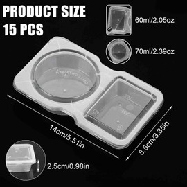 lasuroa 15pcs Double Condiment Containers with Lids, Double Compartment Condiment Containers Portable Sauce Containers Double Compartment Snack Containers for To-Go Sauce Travel Snack
