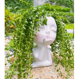 EylbKey Face Flower Pots, Head Planter Pot for Plants, Succulent Planter, Head Planters, Succulent Planters, Cute Resin Cactus Planters, Funny Cute Face Plant Pot, AirKiss, White, 1Pack