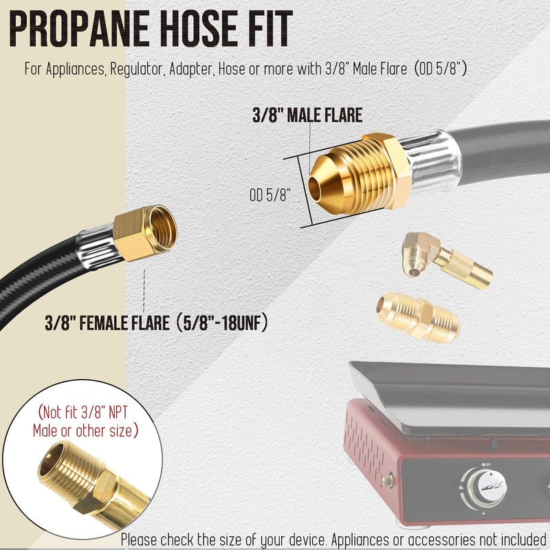 VIEAUBE 4 Feet Propane Regulator Hose for Grill Regulator Replacement