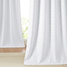 NICETOWN Room Darkening Curtains for Living Room - Easy Care Solid Thermal Insulated Grommet Room Darkening Curtains/Panels/Drapes for Bedroom Decoration (2 Panels, 52 by 84, Greyish White)